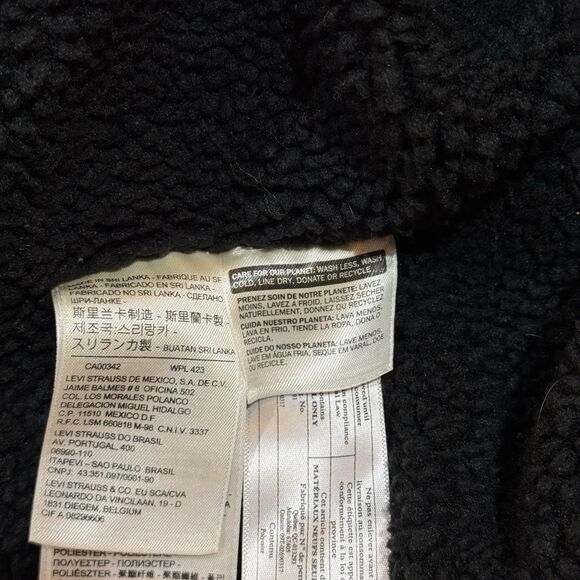 Levi’s Premium Denim Jacket Sherpa Lined Women’s XS Triple Black - Picture 11 of 16